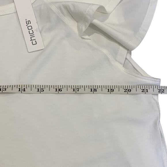 Chico's Top NWT Size 3 (XL) Feminine Layered Cap Sleeve Tee Alabaster Twee Fairy - Picture 6 of 7